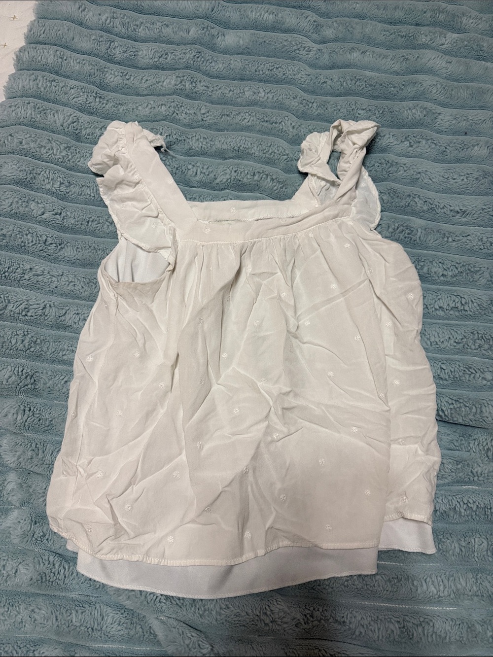Francesca's Collections White Ruffle Strap Embroidered Tank Top